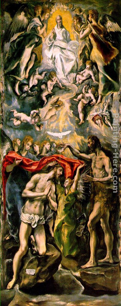 The Baptism painting - El Greco The Baptism art painting